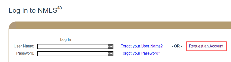 NMLS Login Screen