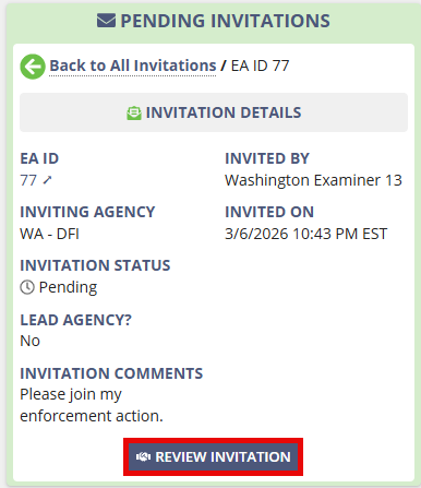 Pending invitation screenshot