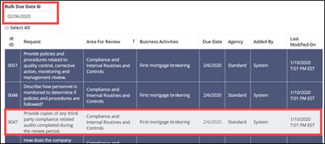 Assign bulk due dates