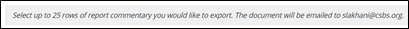 Email address for exported report commentary