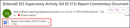 Sample report commentary email