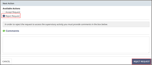 Reject access request button