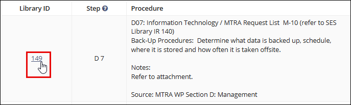 Click the Library ID hyperlink to open the Library item