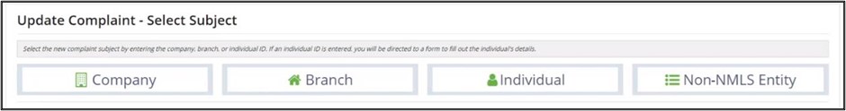 Select the type of subject for the updated complaint