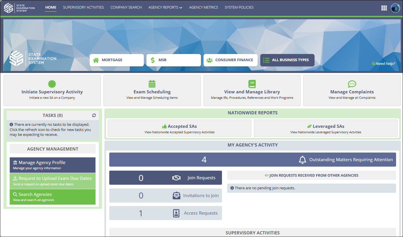 Screen: Agency Staff Director SES Home Page