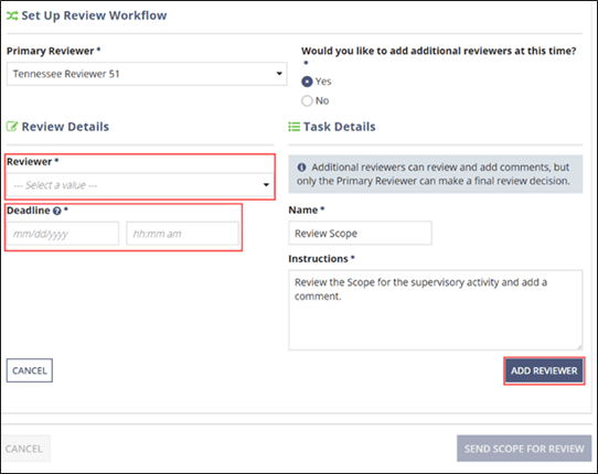 Setup the scope review workflow