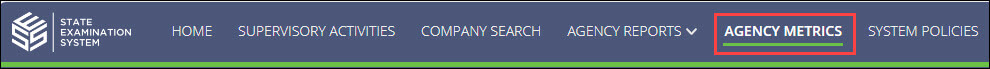 Agency Metrics Top Menu Selection