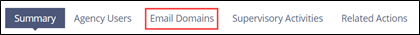 Click the email domains button on the menu ribbon