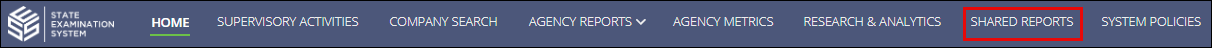 Shared reports top menu