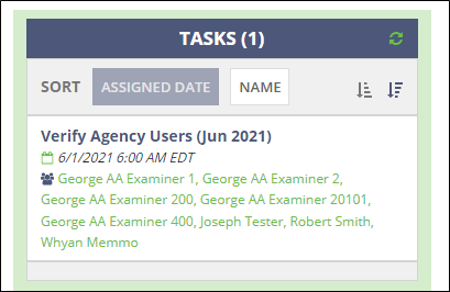 The tasks menu on the SES homepage